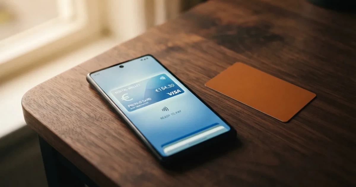 Een smartphone toont de AstroPay-app met het prepaidkaart-scherm, ernaast ligt een Nederlandse bankpas met iDEAL-logo