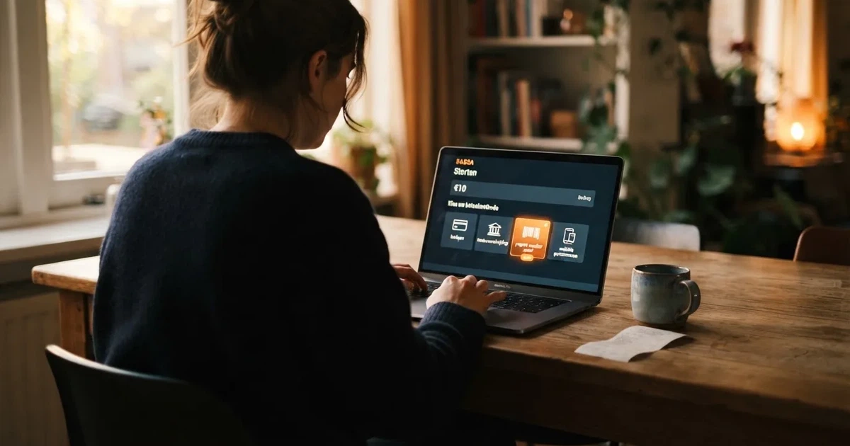 Een Nederlands online casino dashboard met het Paysafecard-logo zichtbaar tussen de stortingsopties iDEAL, Visa en Mastercard