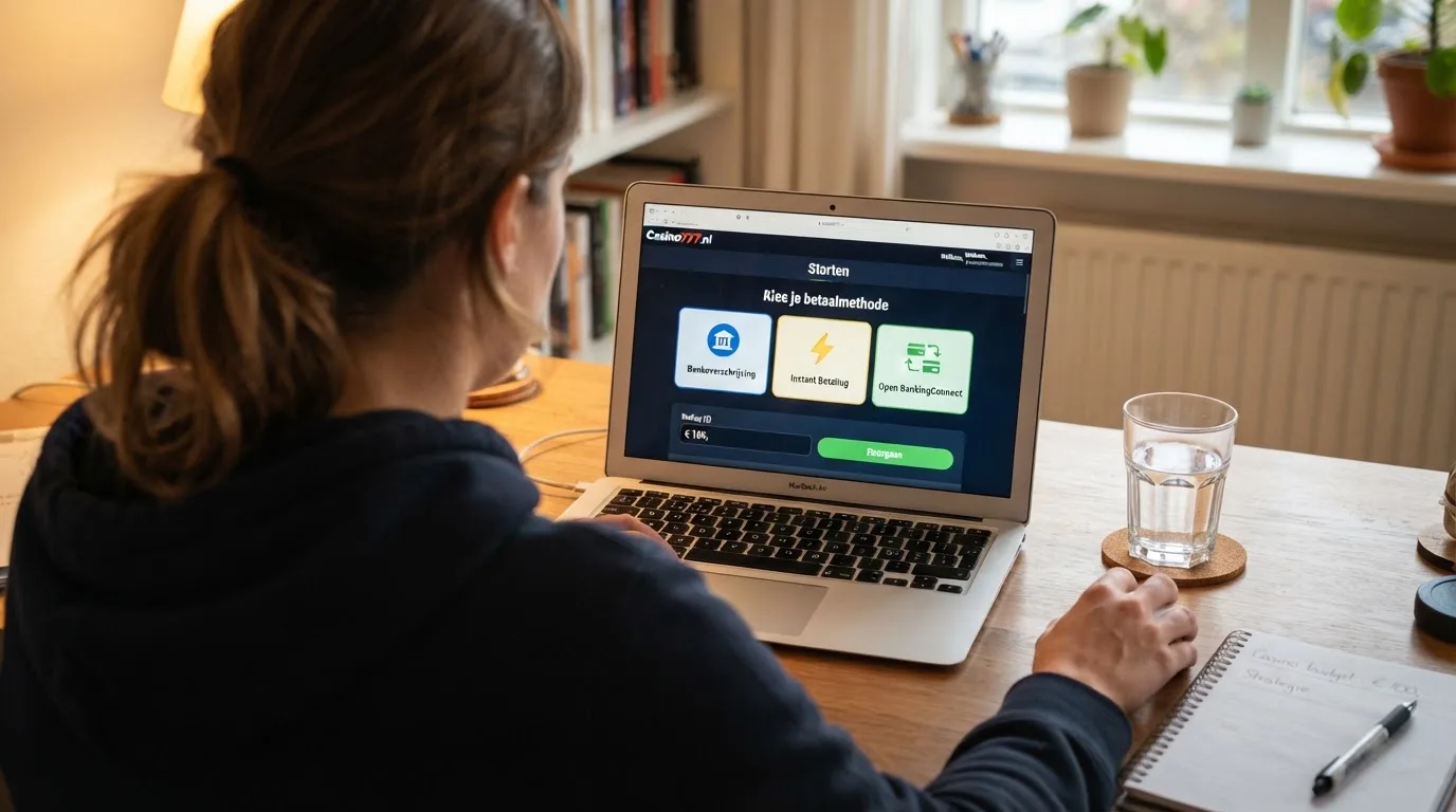 De logo's van iDEAL, Trustly en Brite naast elkaar op een betaalpagina van een online casino