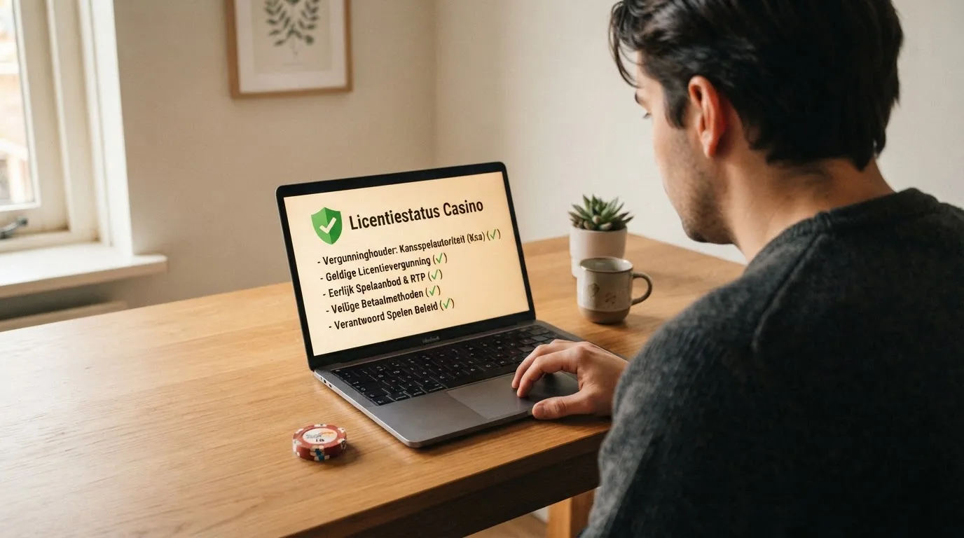 Het logo van de Kansspelautoriteit naast een vergunningsdocument van een online casino