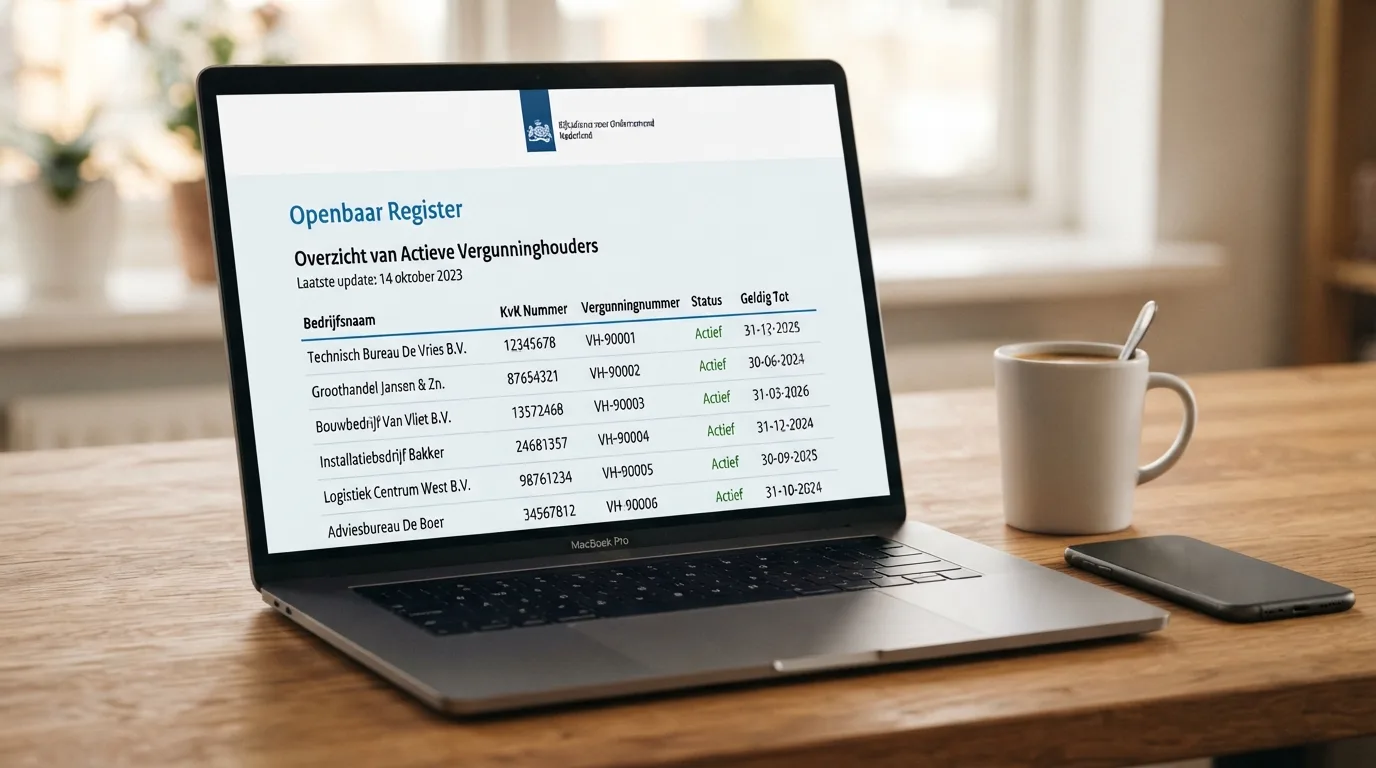 Het openbare online vergunningenregister van de Kansspelautoriteit met een lijst van actieve vergunninghouders voor kansspelen op afstand.