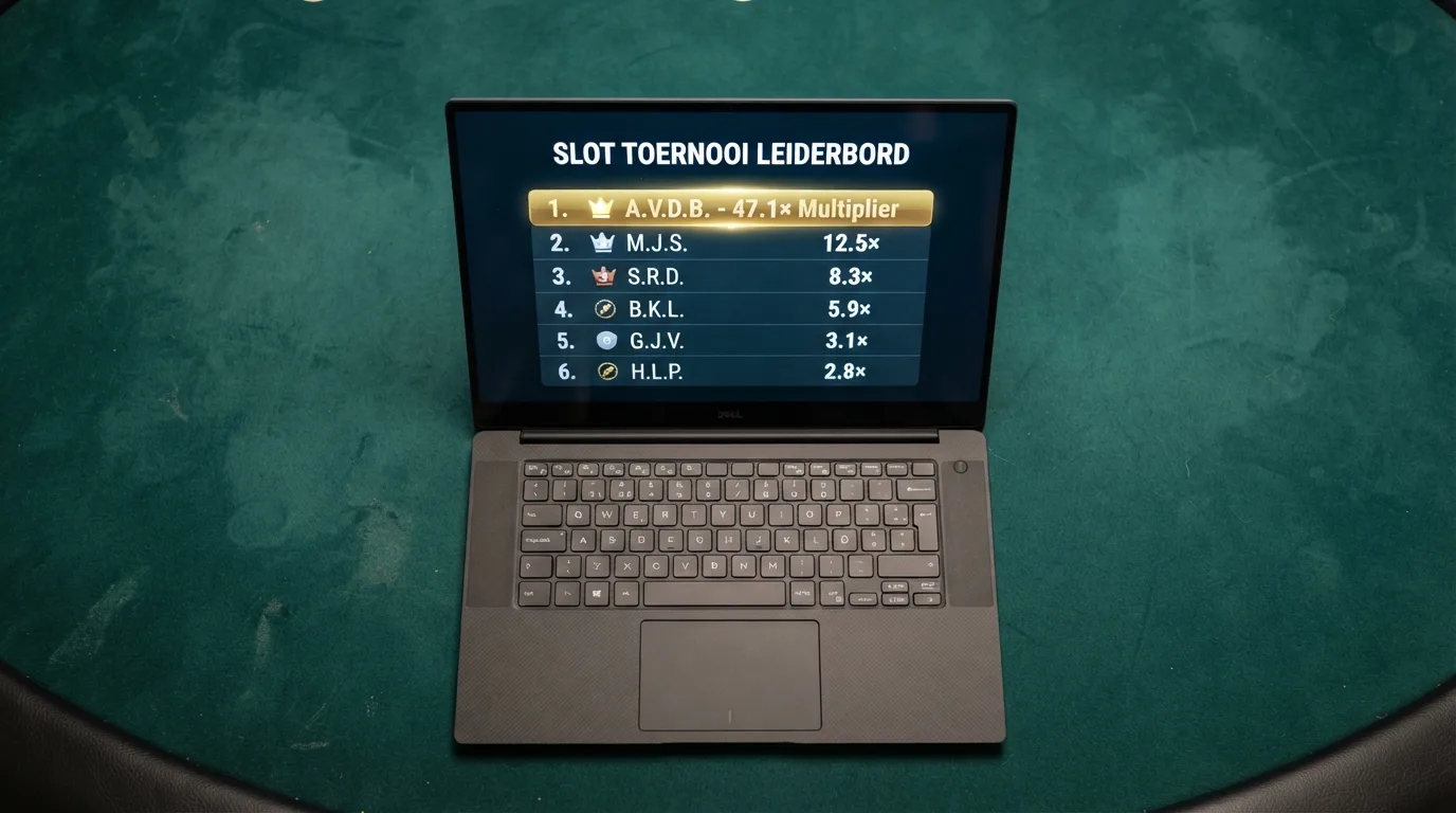 Een scorebord van een gokkasttoernooi met vermenigvuldigers per deelnemer