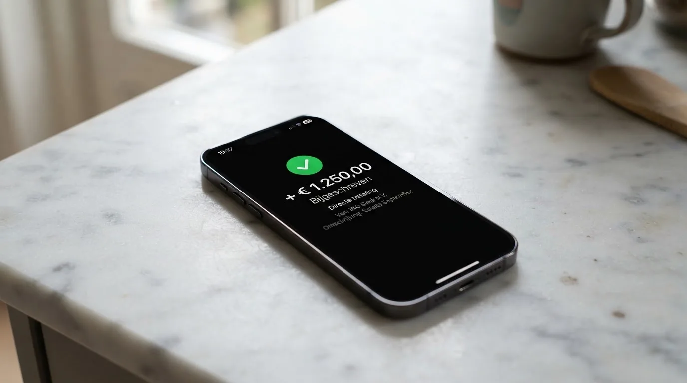 Een mobiele bankapp die een directe bijschrijving van een casino-uitbetaling toont